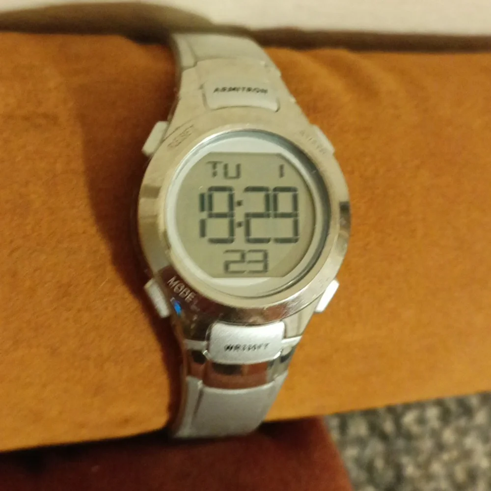 Armitron Silver Silicone Buckle Strap Digital Watch Slim Design